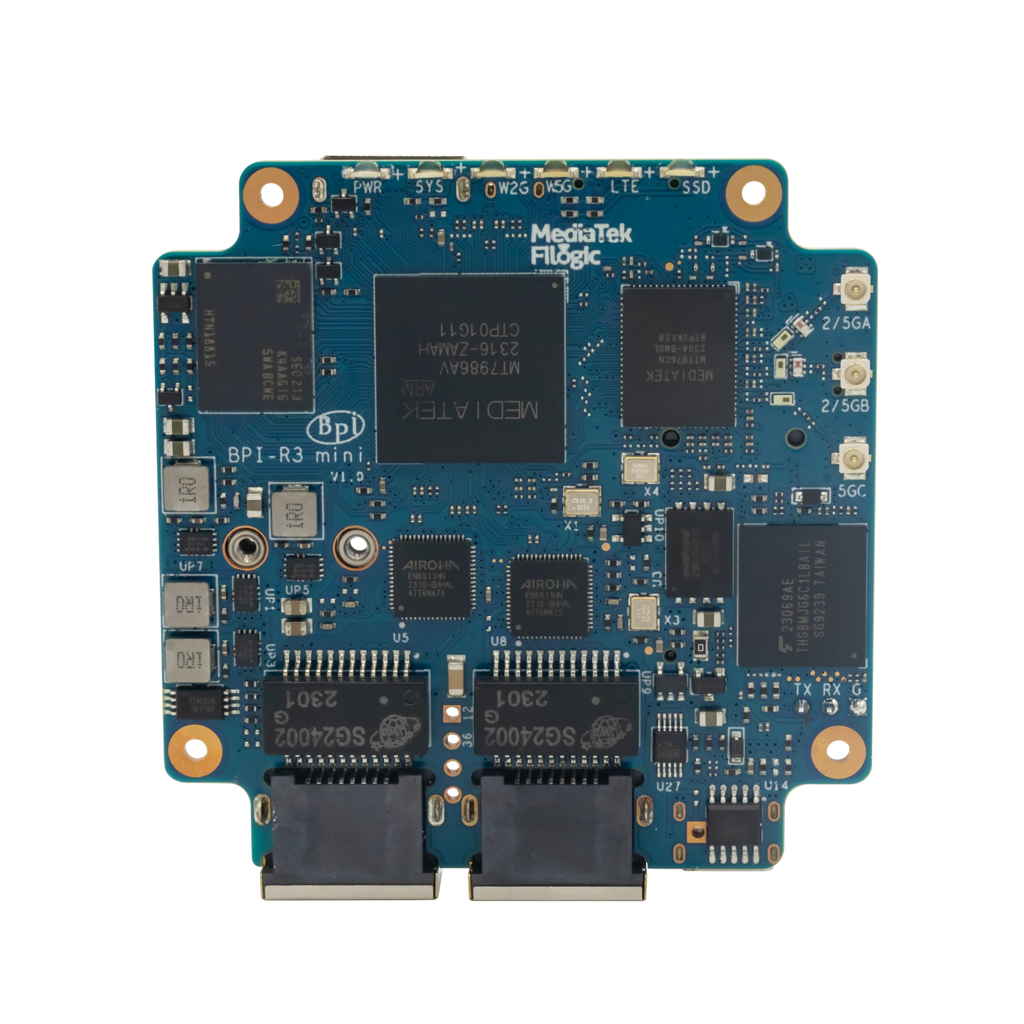 Tiny size BPI-R3 Mini router board high configuration for home application 2x2.5GbE ethernet ports Wifi 6+5G application