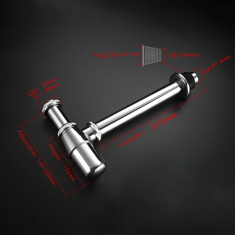 Drain Wall Extension For Basin Waste And Outlet Brass Wash Basin Siphon Waste Pipe Drain for sink Water drainage Bottle Trap Gol