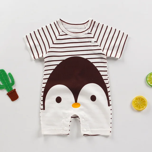 
Baby onepiece clothes romper newborn baby cotton shortsleeved thin open crotch romper wholesale 
