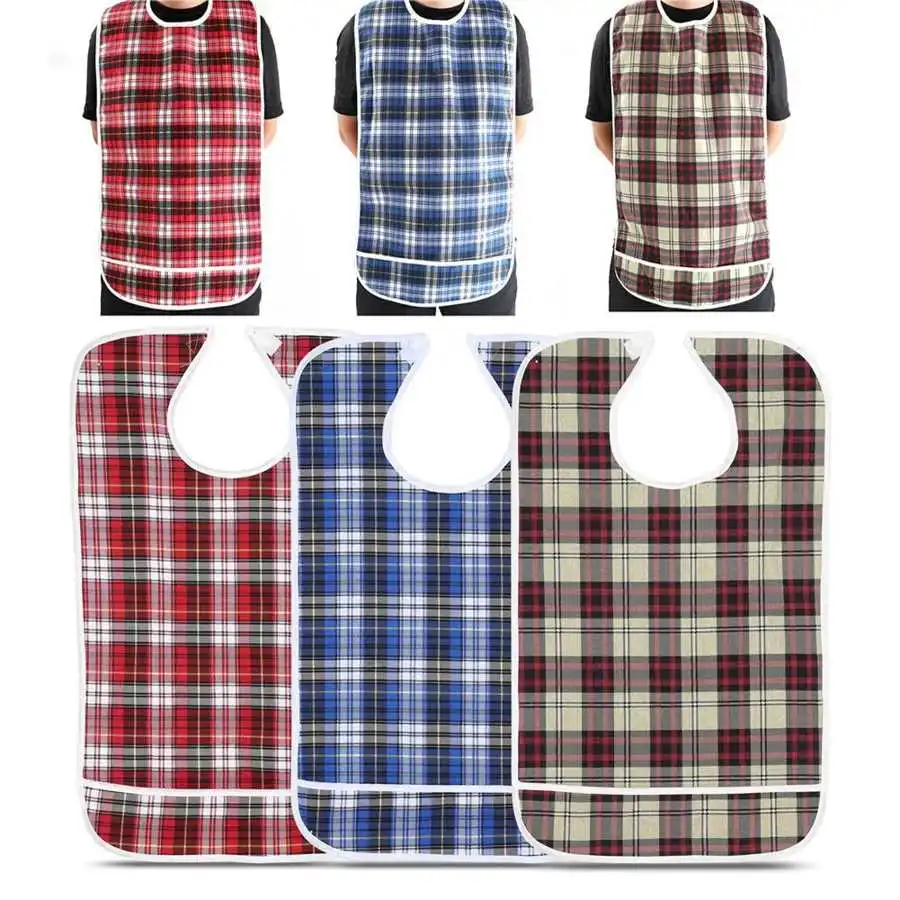 PVC Apron Adult Bib with Crumb Catcher - Waterproof and Reusable