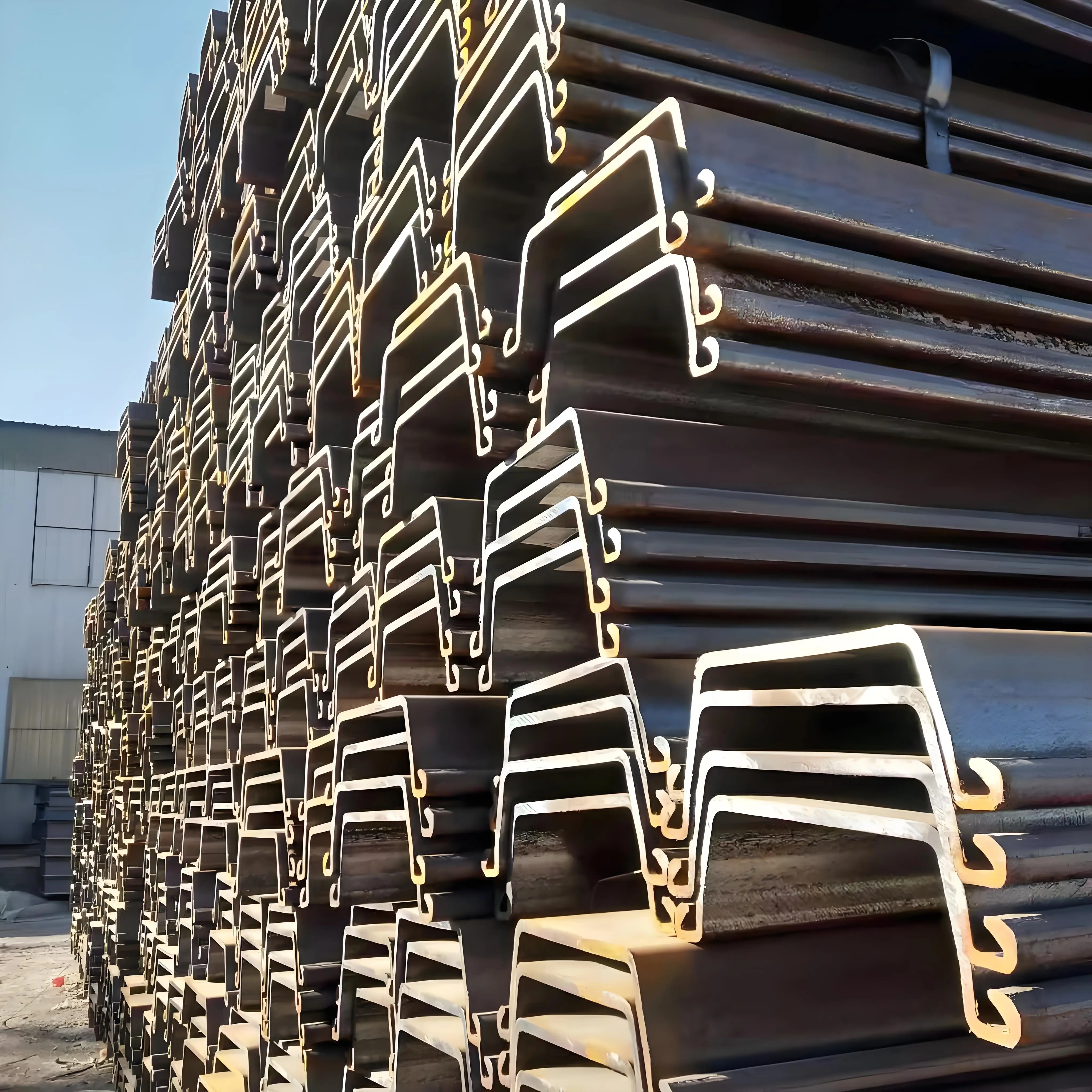 40mm 10mm Mild Hot Rolled Carbon Steel Sheet Pile Wall for Construction Flood Protector with Welding and Cutting Services
