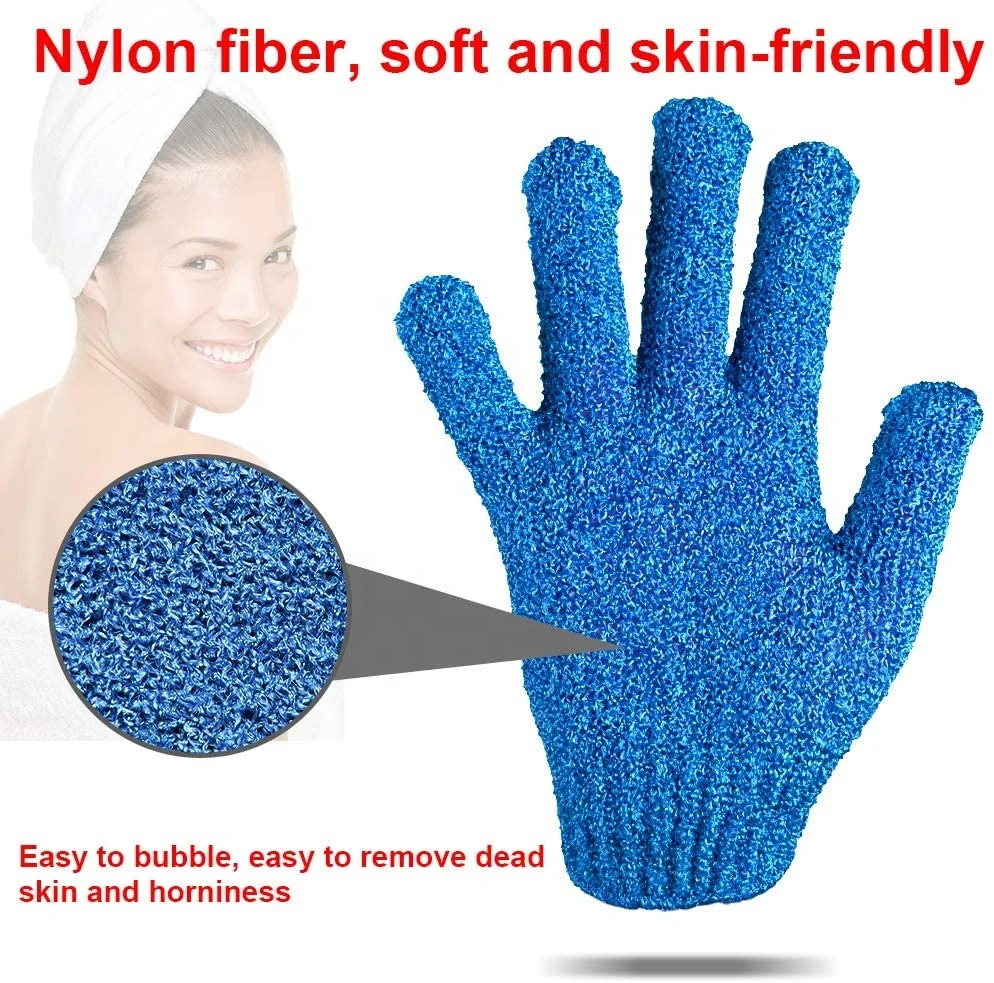 Wholesale Nylon exfoliating body cleaning bath gloves Body Scrubber Shower Exfoliating Bath Gloves