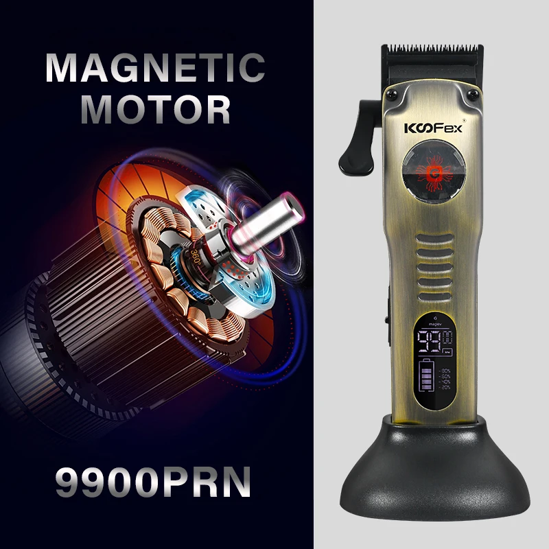 KooFex Barber Clippers Hair Cut DLC Blade Vector Motor 10000RPM Electric Rechargeable Men Use Professional Hair Clipper