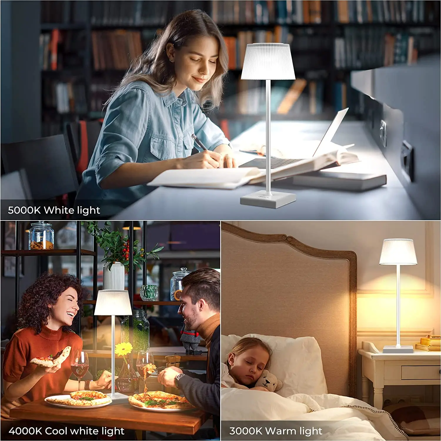 Led Table Lamp Rechargeable Battery usb Desk Lamp for Beside Bedrooms and Kitchen