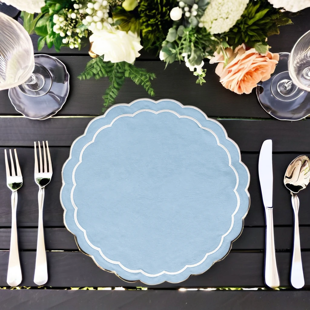 Wholesale Scalloped Edge Embroidered Lace Placemats Cotton Place Mats Romantic Dinner Setting Napkin Placemat Wrap Linen