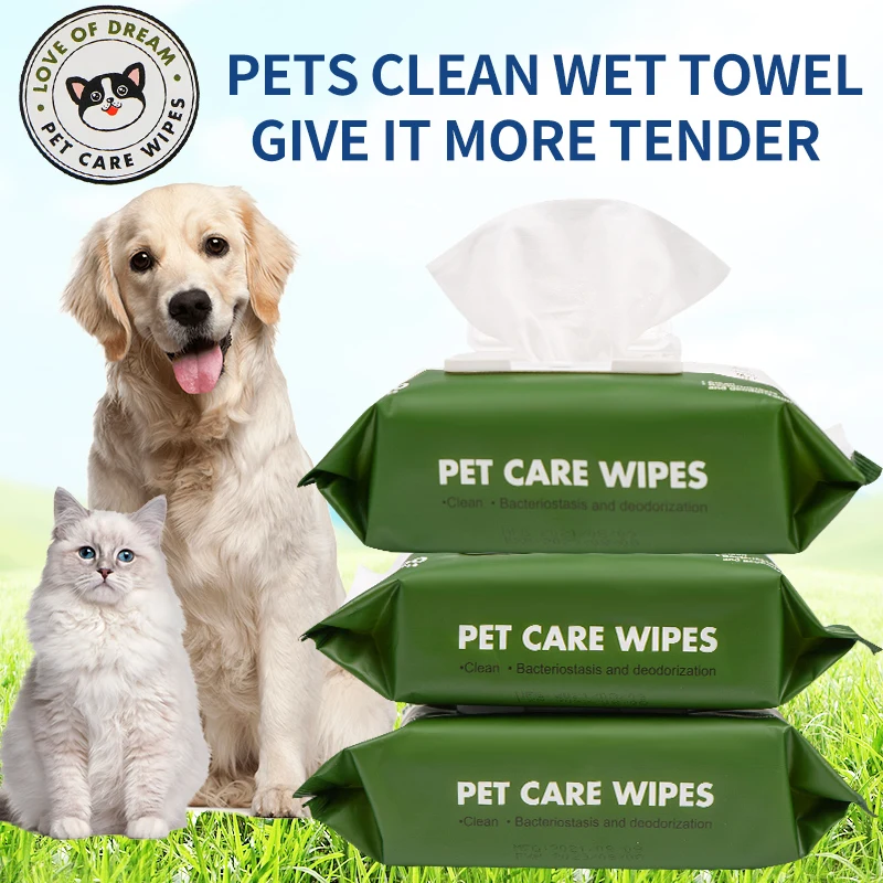Eco-Friendly Bio Degradable Custom Label Printed Organic Water Pet Wet Wipes for Dog Wet Tissues
