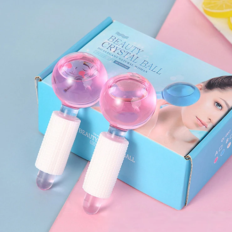 Oem Private Logo Multi-functional Beauty Equipment Cold Roller Ball Glass Freeze Facial Ice Globes For Face Skin Care