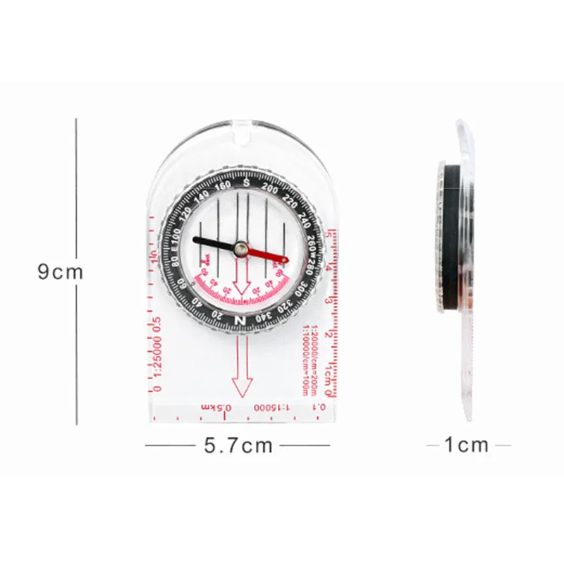 Compass Outdoor Camping North Pointer Orientation Instruction Compass With Magnifying Glass Scale