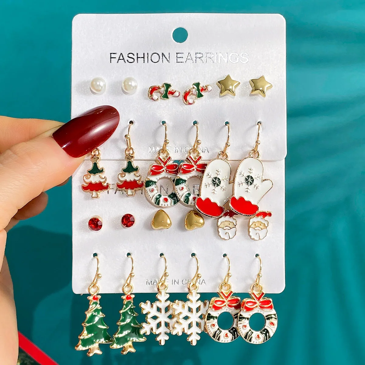 Christmas Series Fashion New Arrived Christmas Cartoon Christmas Tree Snowflake Earring Set for Women Jewelry Drop Earrings