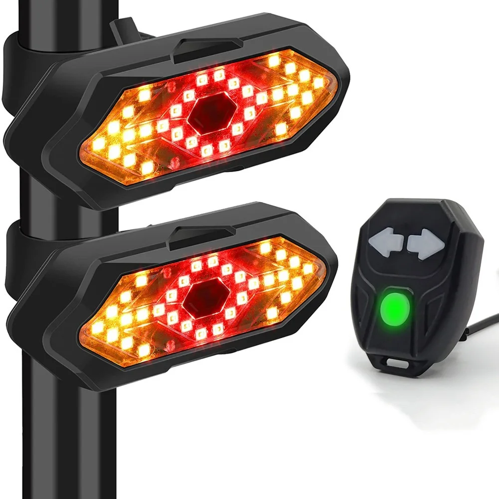 Wireless Remote Control LED Bike Light 5 Modes USB Bicycle Tail Lights with Turn Signal Indicator for Electric Scooter Taillight