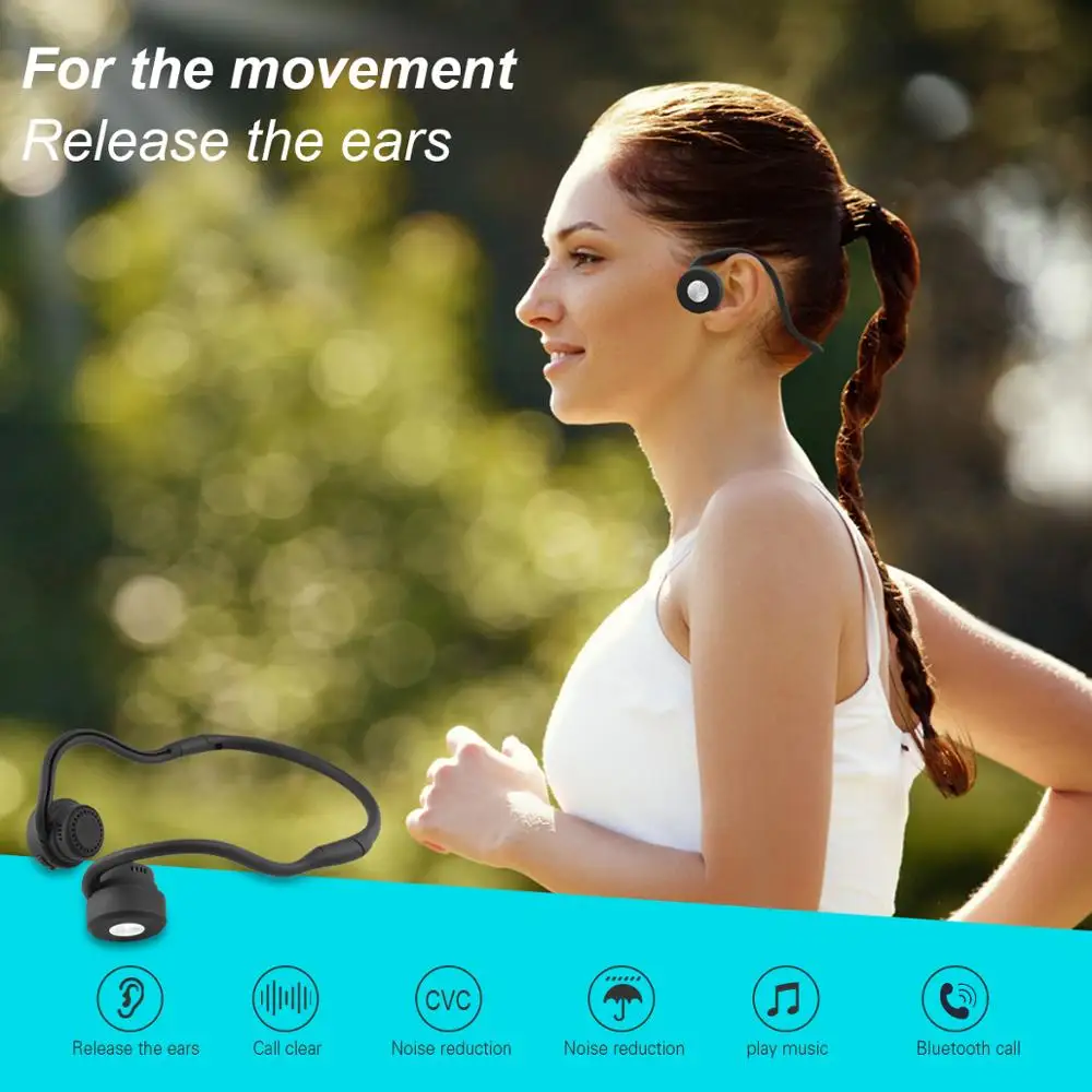 
Earfree foldable neckband bone conduction blue-tooth earphones open ear wireless bone conduction sport headphones 