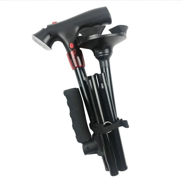 Factory Direct Medical Led Intelligent Auxiliary Cane Alarm System Elderly Adjustable Portable Crutch