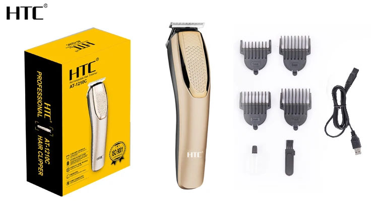 HTC AT-1210A Rechargeable Lithium Battery USB Zero Gapped Balding Trimmer Hair Cutting Remover Clipper