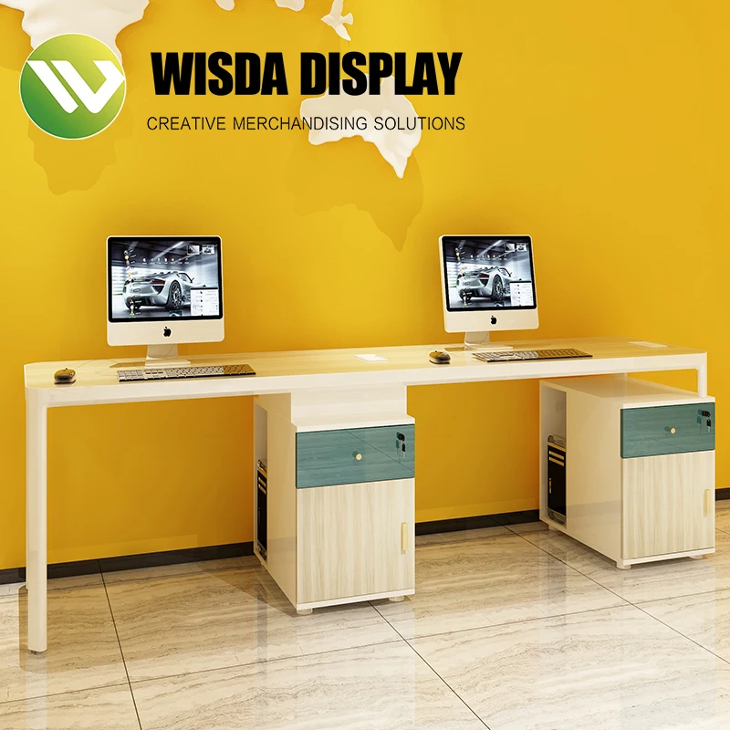 WISDA USA Popular Modern Simple Office Table Partition Staff 2 Person Computer Desk Stand Open Workstation