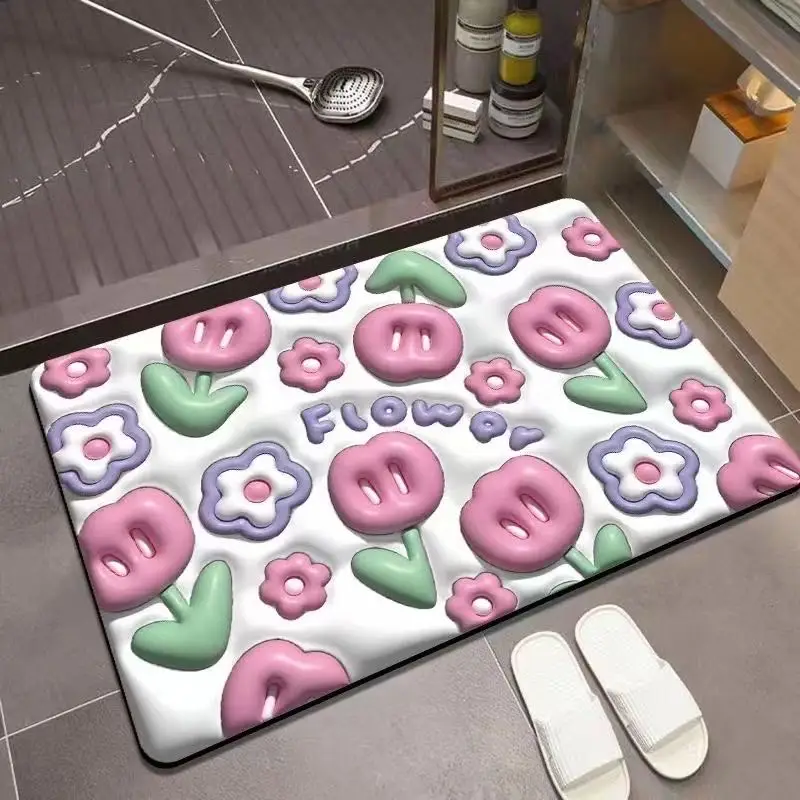 3D super anti-skid super absorbent thickened diatom mud floor mat bathroom mat doormat