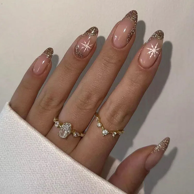 New Coming French Butterfly Crystal Nails Nude Pink Ombre Nail Ballerina Short Nails