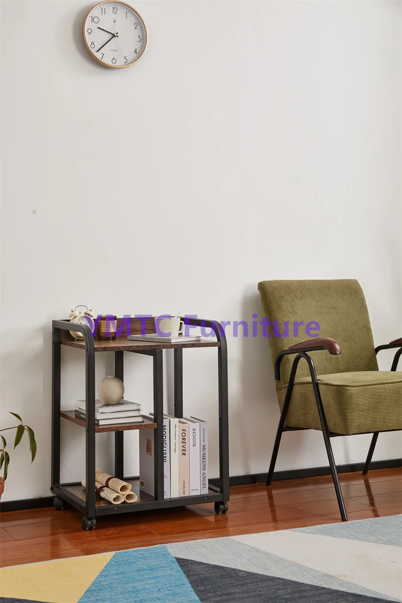 Wooden And Iron Furniture Multi-layer shelf living room side table