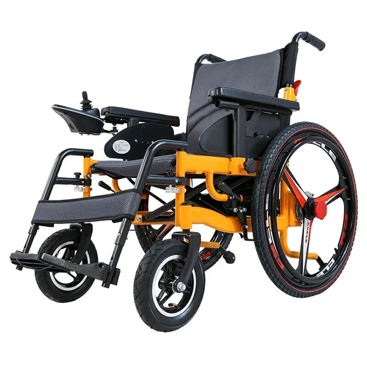 Factory Price Hospital Disabled Lightweight Folding Electric Wheelchair fold & travel electric wheelchair medical mobility aid p