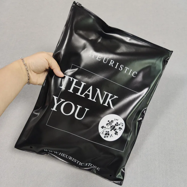 Biodegradable Custom Frosted Plastic Zipper Bag Black Ziplock Pouch For Clothing Packaging Bag Noir En Plastique Sac