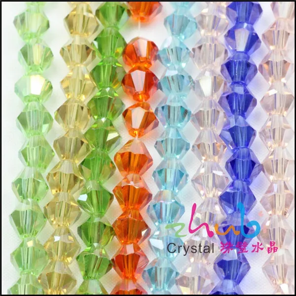 Faceted Bicone Glass Beads For Jewelry Making 6mm/8mm Pointed Crystal Beads For Women DIY Decoration Accessories 5strips/batch