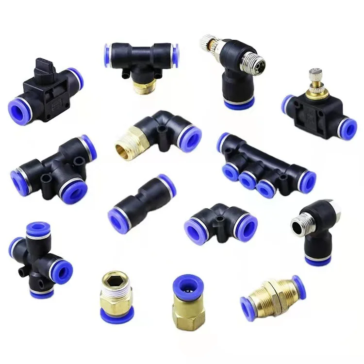 Enhanced Length Quick Connect Air Pneumatic Fittings Plastic, 90 Degree Elbow Male Type PLL Series