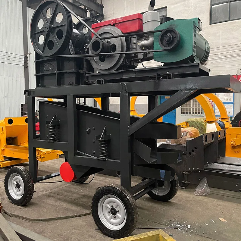 OEM Factory Cone Portable Mini Stone Rock Jaw Hammer With Vibrating Screen Mobile Crusher