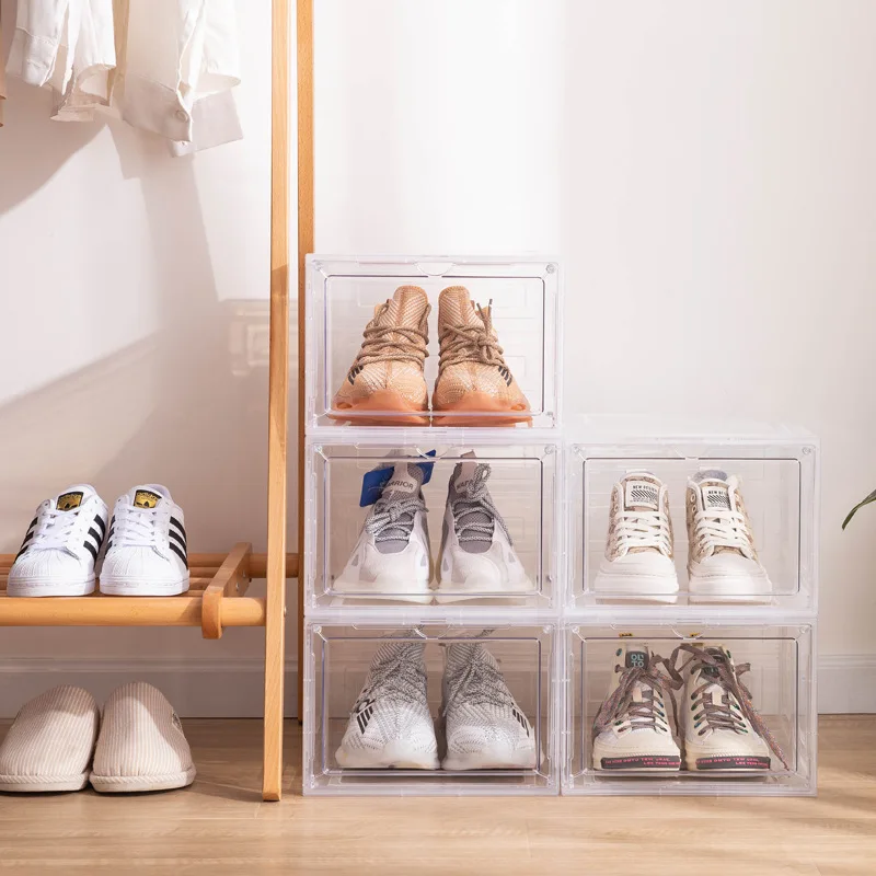 Factory Price Transparent Plastic Storage Shoe Box Container Easy To Assemble Clear Shoe Box