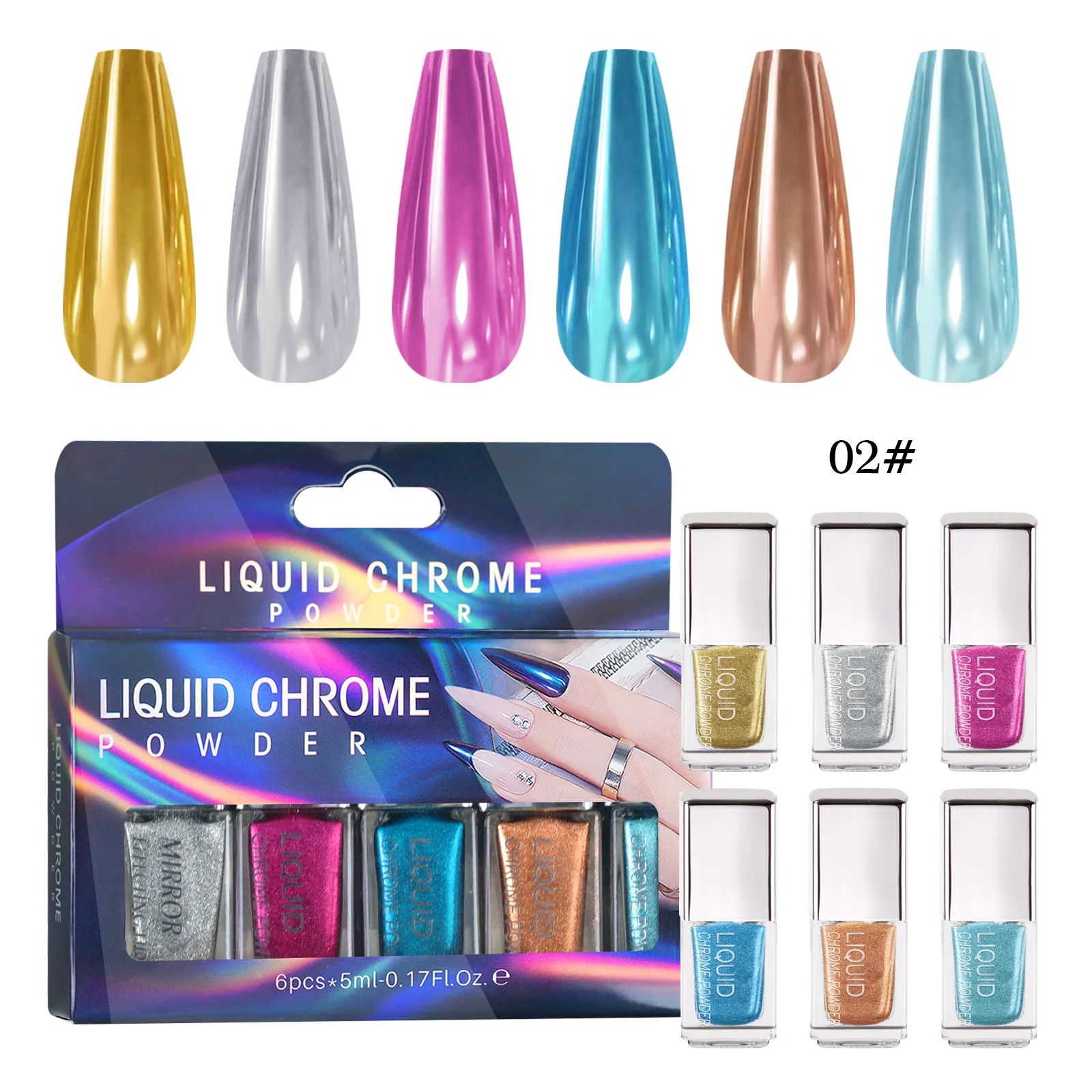 Nail Art Liquid MCB Laser Magic Mirror Powder No Fly Powder Liquid Mirror Flour Magic Sleeve Nail Art Decor Manicure