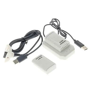 For Xbox 360 Battery Kit 5-in-1 Handle controller USB charging cable + charging stand +4800mAH battery kit