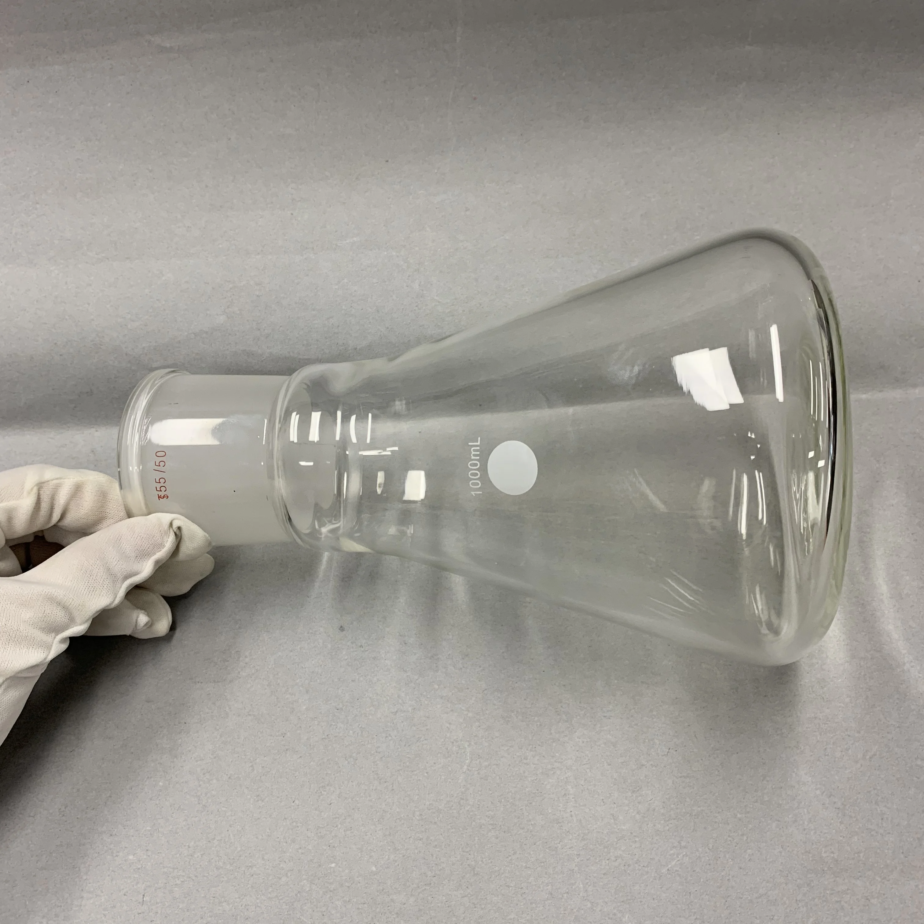 Полировочная прозрачная коническая Кварцевая колба