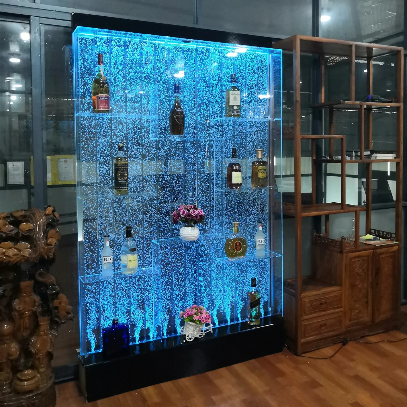 LED bar furniture water bubble panel wall acrylic aquarium wine bar cabinet
