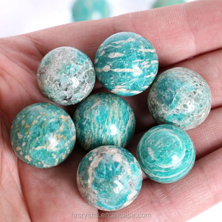 Semi-precious Stone Crafts Natural Mini Amazonite Beads Healing Quartz Crystal Beads Sphere