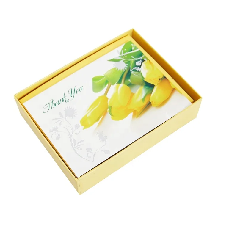 Благородные ярко-желтые изысканные открытки в коробке, высококачественные поздравительные открытки спасибо