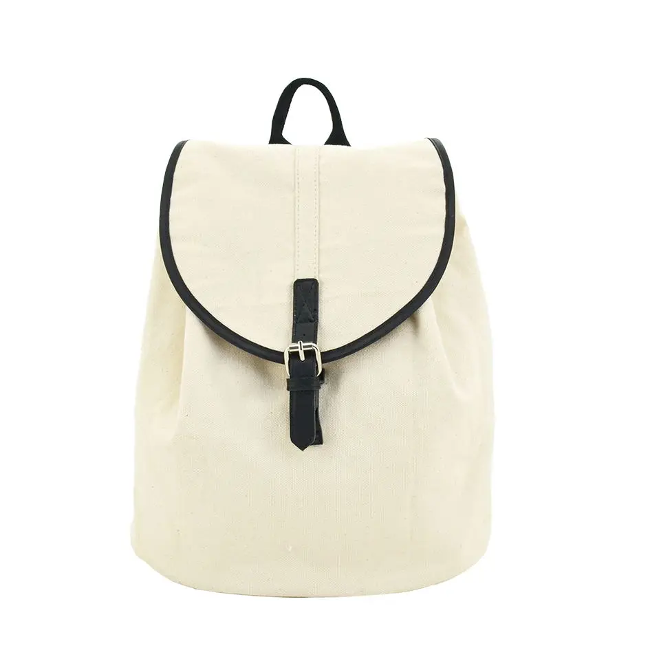 Piping Cotton Canvas Backpack Bag 2020 Eco Friendly Durable Fashionable Heavy High Quality Pu Fruit Natural Fashion Unisex