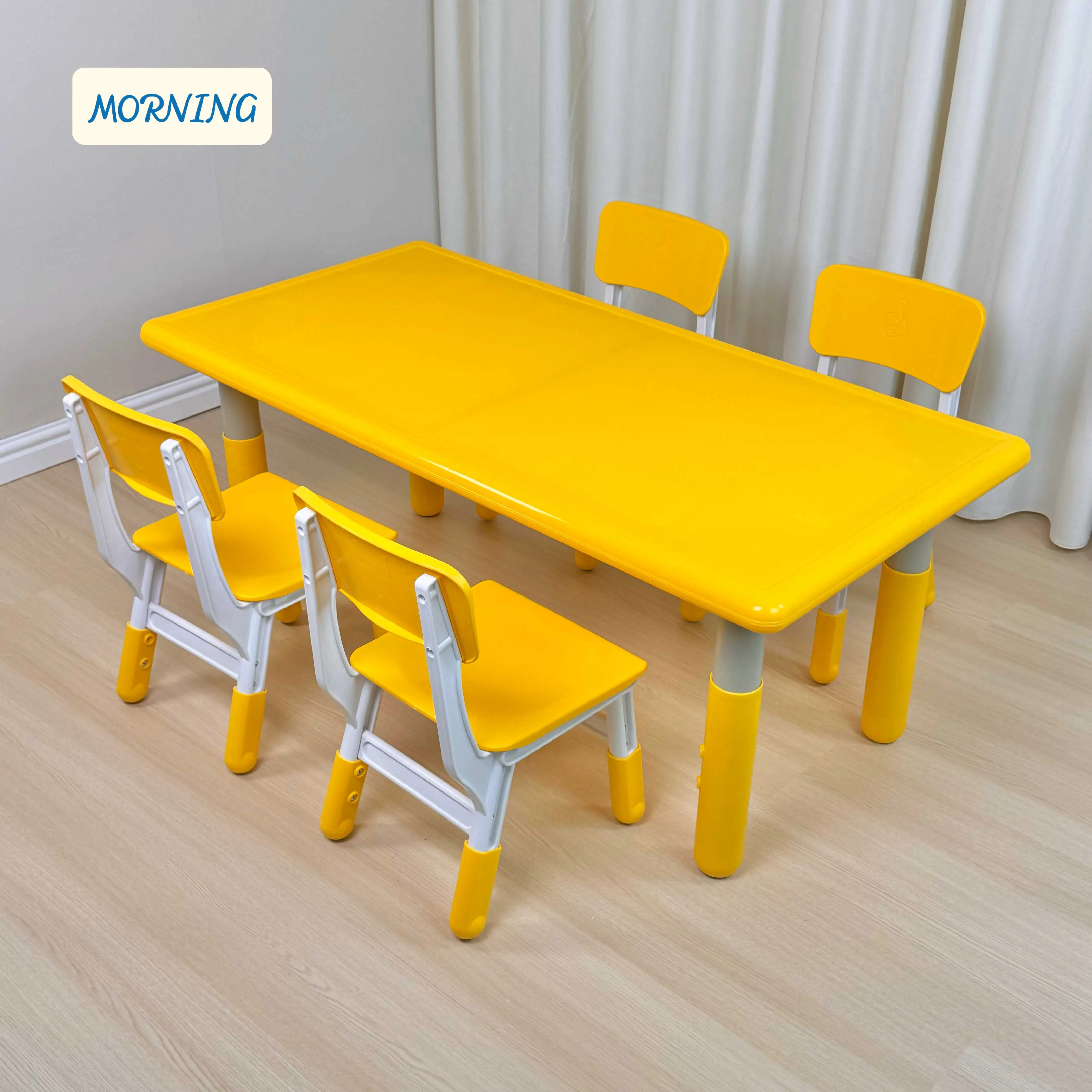 Best Selling Plastic Rectangle Table with Lift-up Leg Modern Design Style for School Kindergarten Daycare Living Room Dining