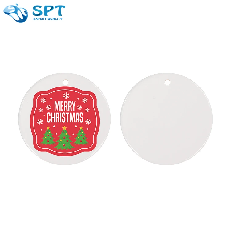 In Stock Low Moq Personalized Felt Christmas Round Flat Ornament For Hanging