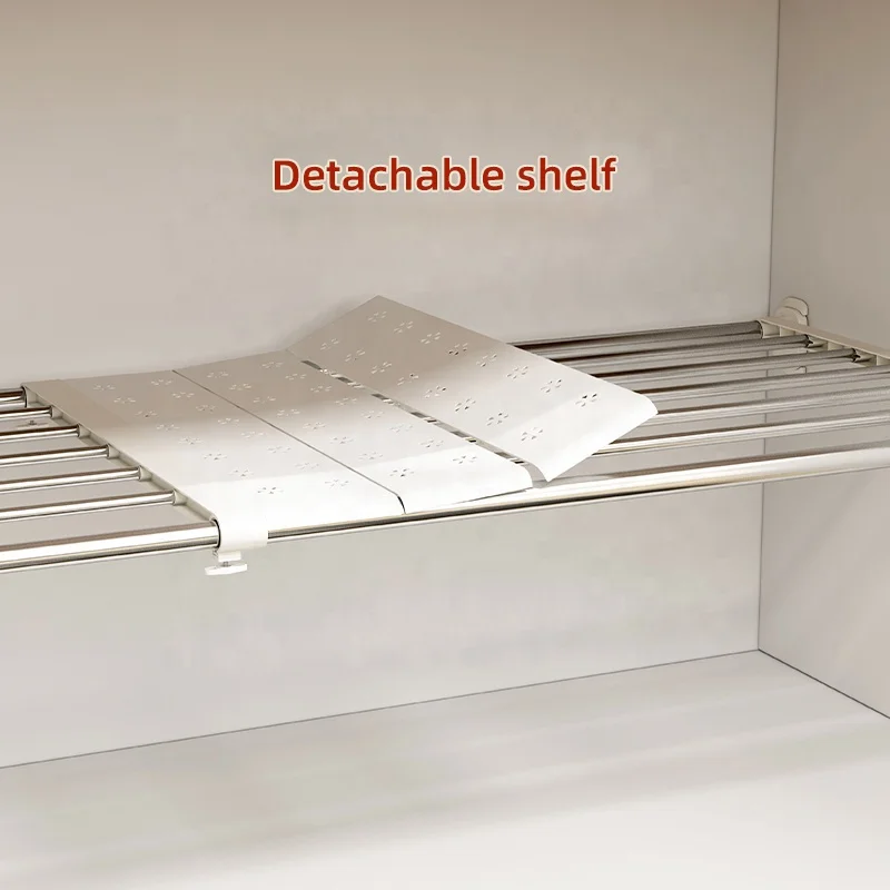 Kitchen Bathroom Extendable Adjustable Telescopic hanging Cupboard Wardrobe Closet Cabinet Storage Organizer Divider Shelf Rack