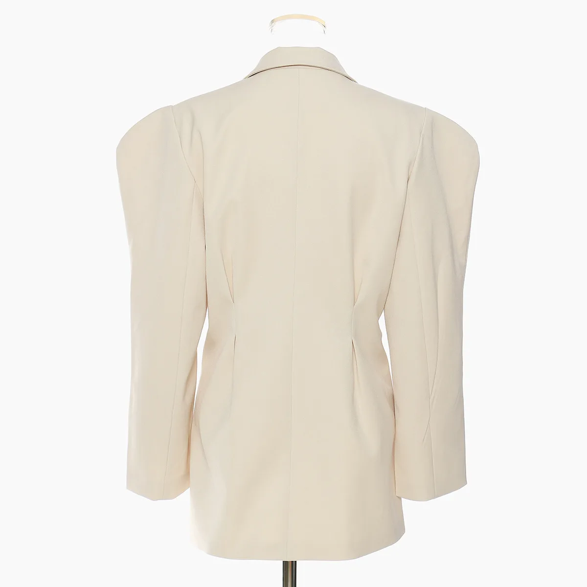 2022 New Style Armor Shoulder Pad Shape Waist Adjustable Ol Blazer Coat Beige Black Elegant Spring Women Blazers de mujer