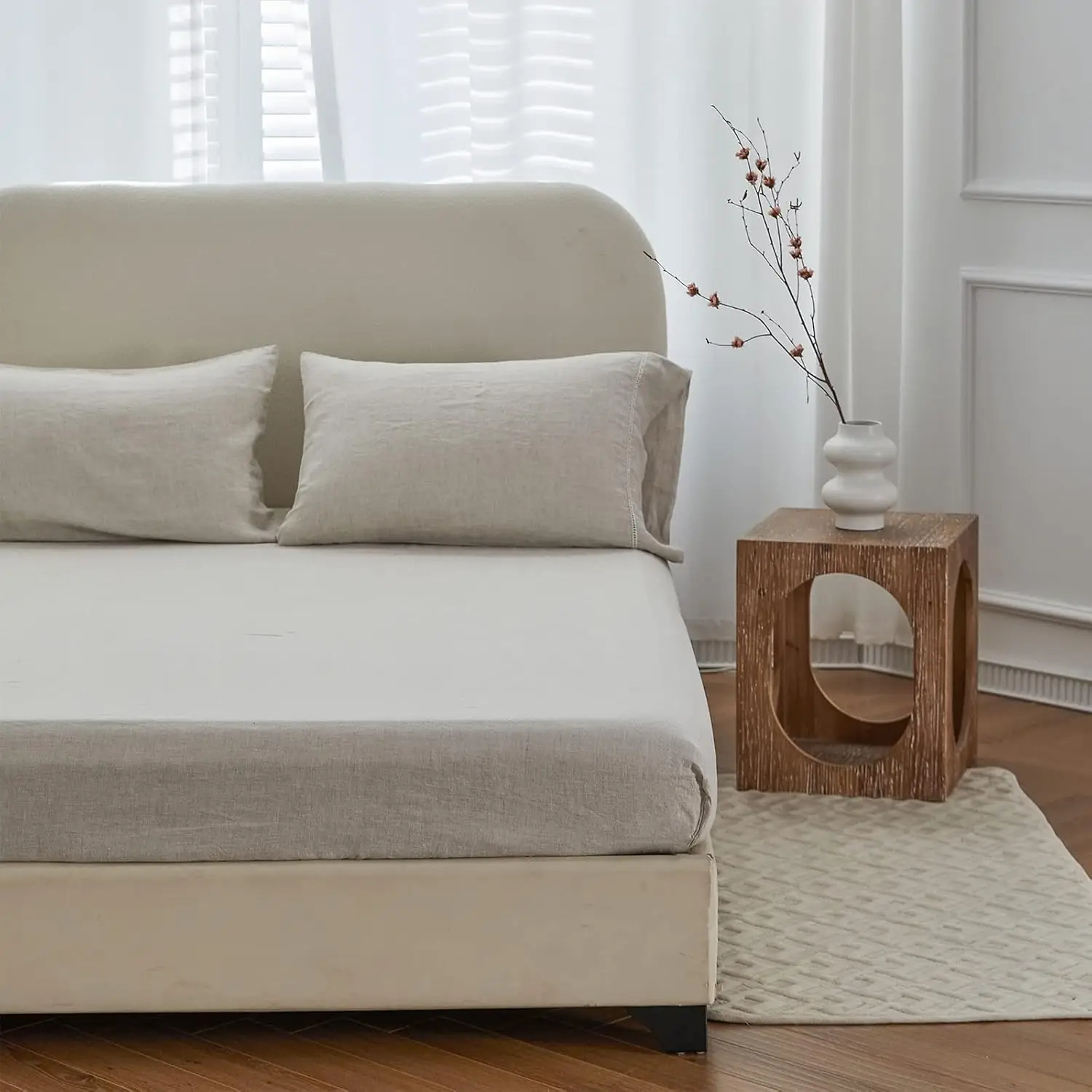 Customized wholesale 400TC100% French linen stone-washed linen, heavy linen OEKO TEX bedding set bed sheet
