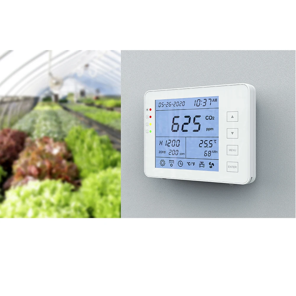 Indoor carbon dioxide meter with temperature humidity monitor, wall mount co2 controller for co2 regulator