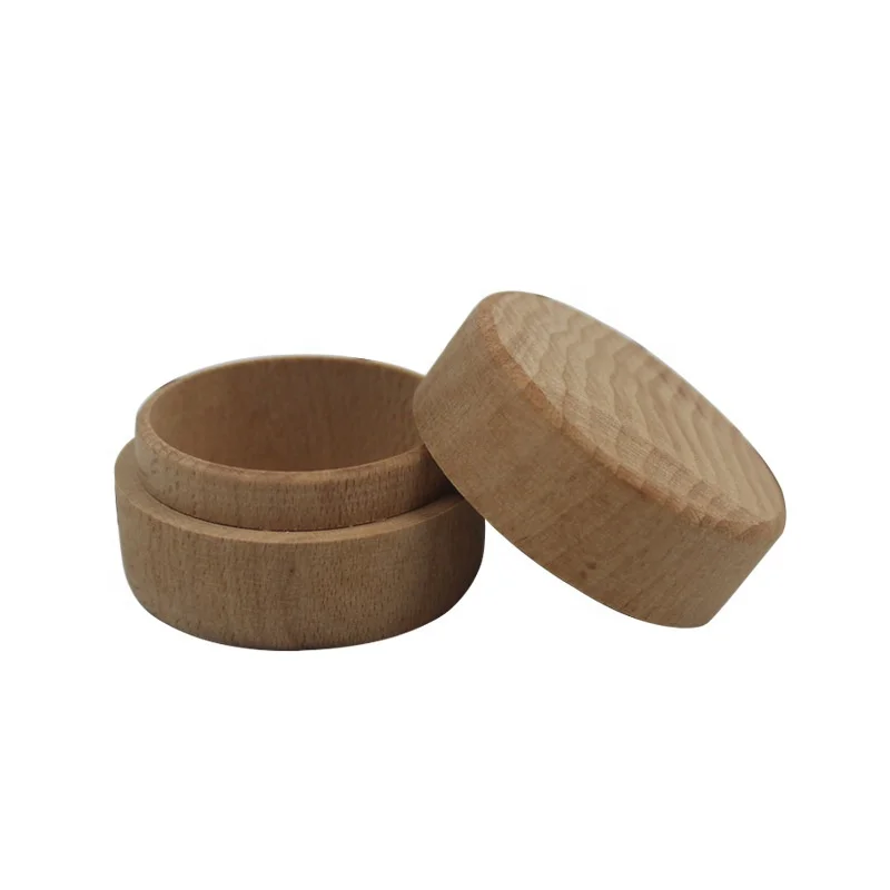 High quality beech wooden ring boxes wood box round for jewelry
