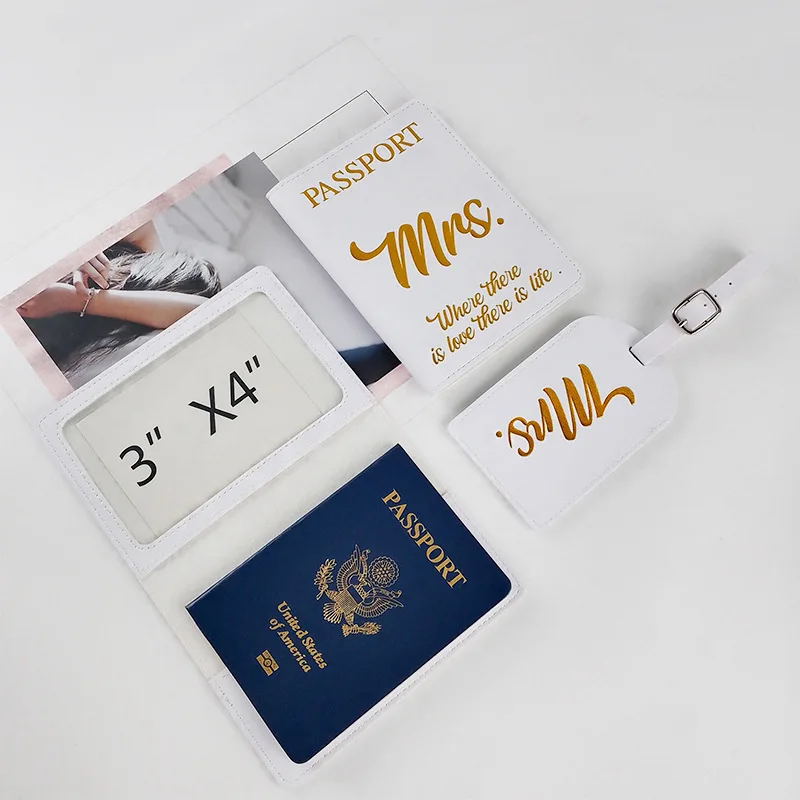 Mr and Mrs Luggage Tags & Passport Holder Set Cool Bridal Shower Gifts unique 2024 Wedding Gifts for couples