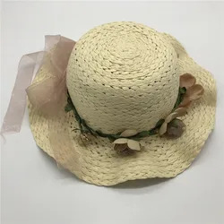 Factory Price New style Fashion Wave Brim Children Hats with Flower Trimming