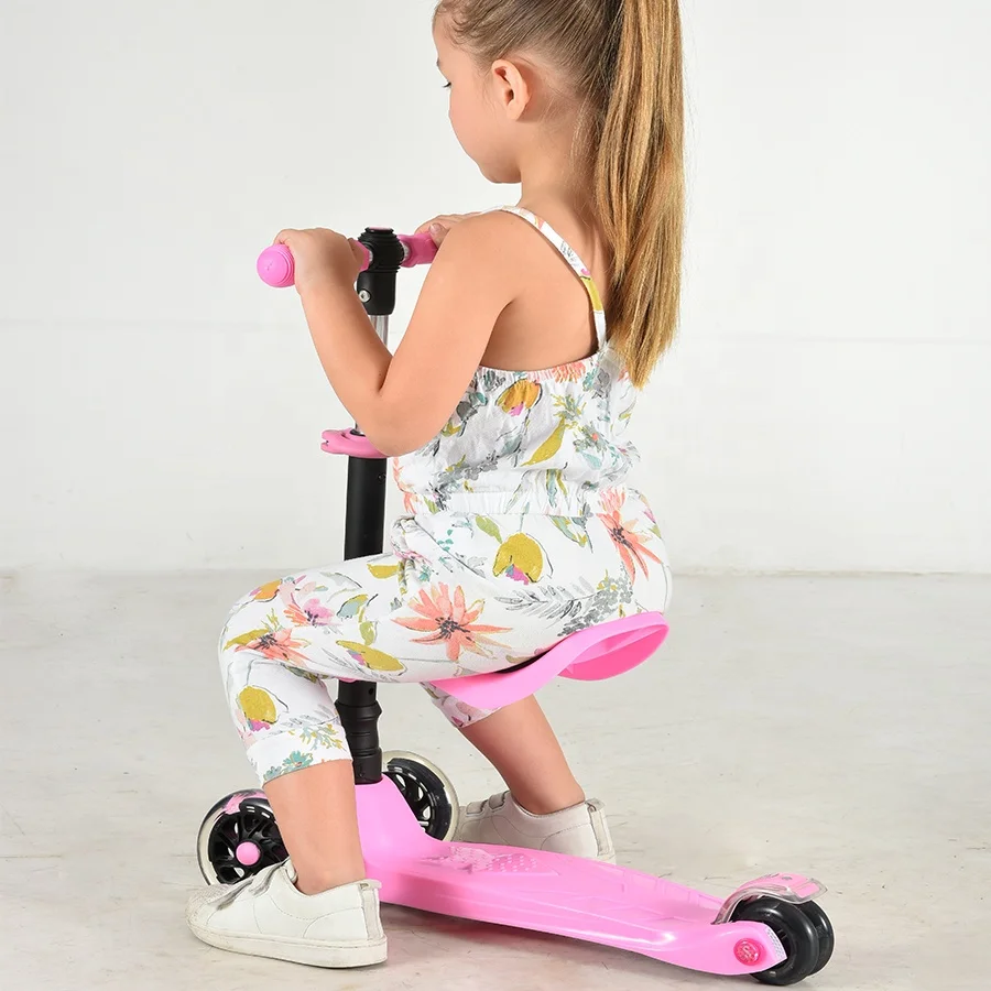 Cool 2 in 1 3 Wheels Kids Scooter with LED Light up Wheels for Kids Age 2-12 Outdoor Activities