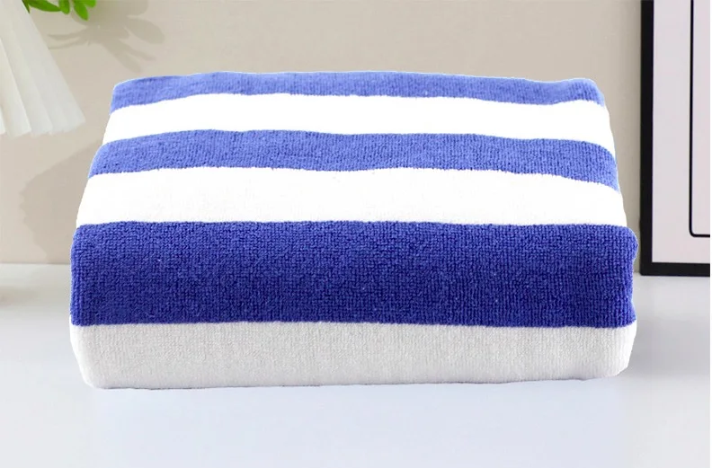 Custom color dyed printed beach towel cotton high quality towel pool oem black grey and white striped beach towels