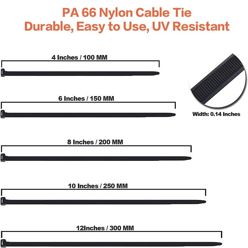 Self-Locking Network Nylon Plastic Cable ZipTie Cord Strap black for Nylon cable tie tied with plastic cable tie