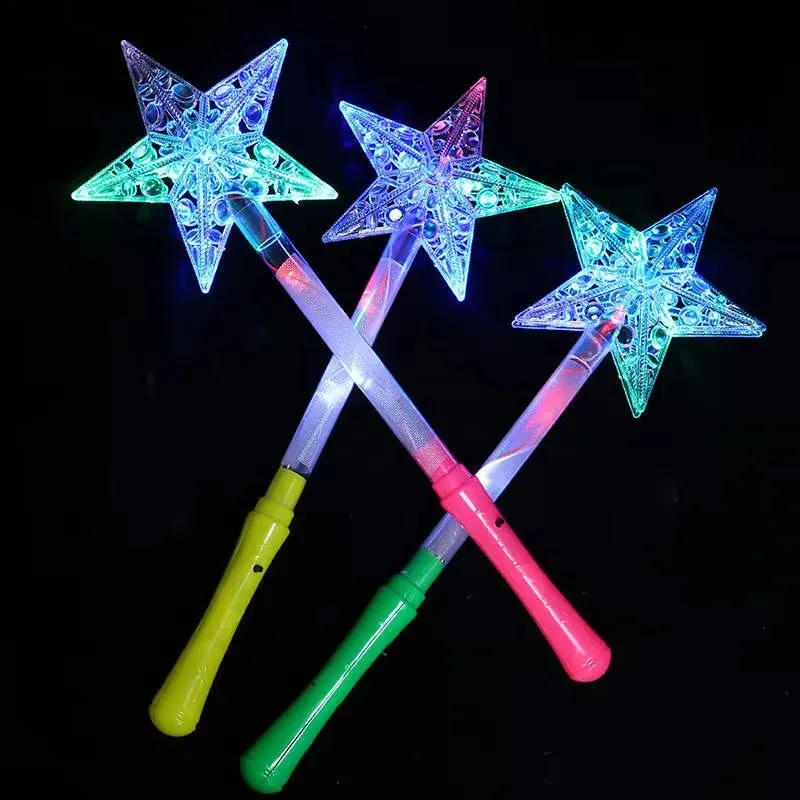 Wholesale Light Up Five-pointed star Magic Ball Wand Glow Stick Hot Sell Children Illuminated Plastic Toys Christmas Decorations