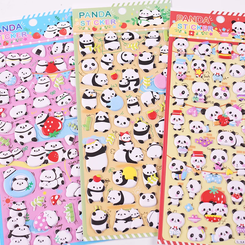 SHANLE Wholesale Cute Animal 3D Puffy Sticker Sheet Kawaii Panda EVA Sticker Set Custom Stationery Decor Memo Pad Bubble Sticker
