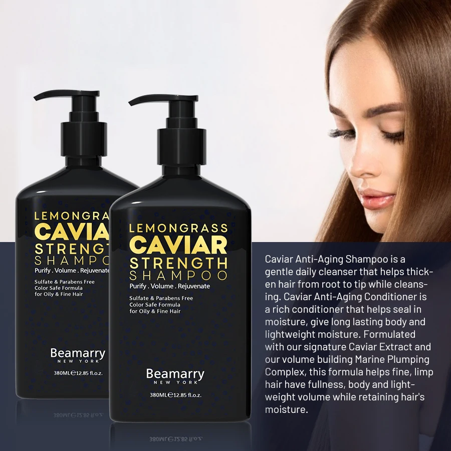 Wholesale Private Label Natural Sulphate Free Scents Long Lasting Strength Gold Caviar Hair Shampoo And Conditioner Set for Men