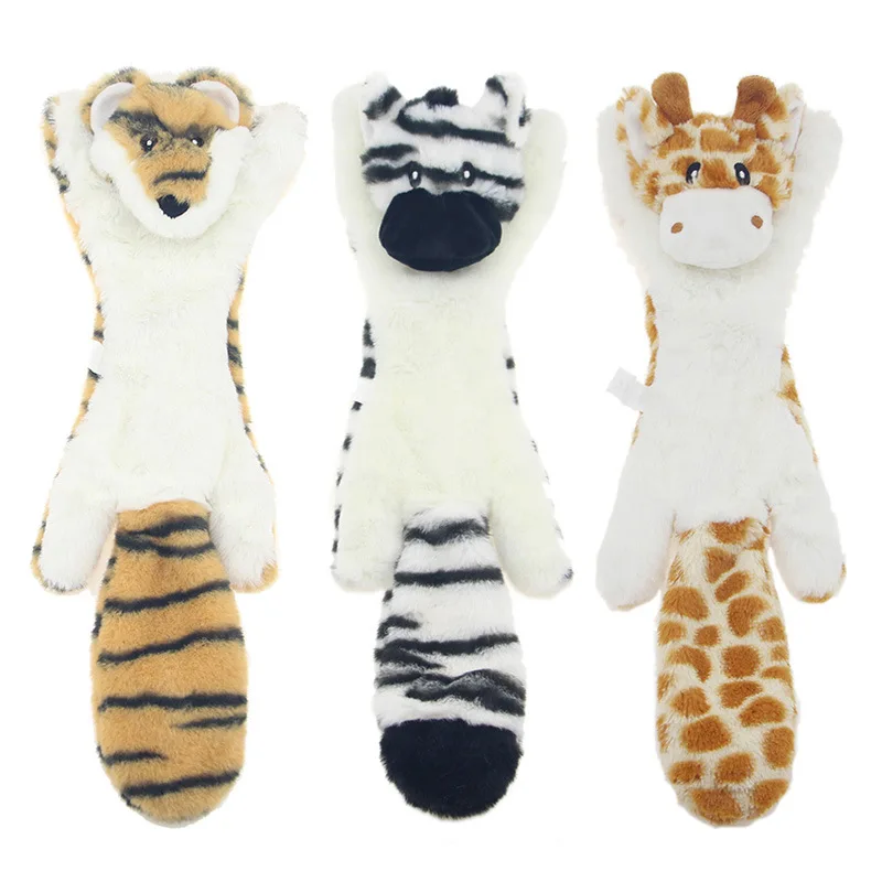 Fast Shipping Pet Gift Product No Stuffing Animal Tiger Design High Quality Crinkle Interactive Pet Dog Squeaky Toys